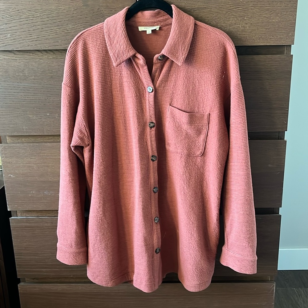 Madewell Dusty Rose Button-Front Overshirt